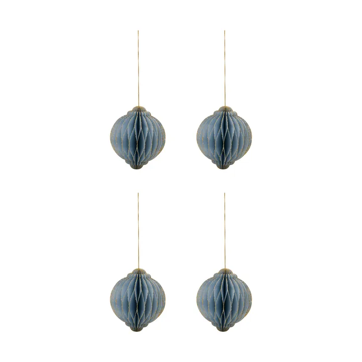 Adorno colgante navideño Alsta, pack de 4 - Azul claro, Ø10 cm - House Doctor