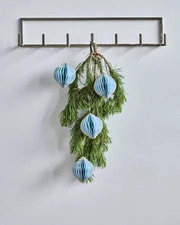 Adorno colgante navideño Alsta, pack de 4 - Azul claro, Ø10 cm - House Doctor