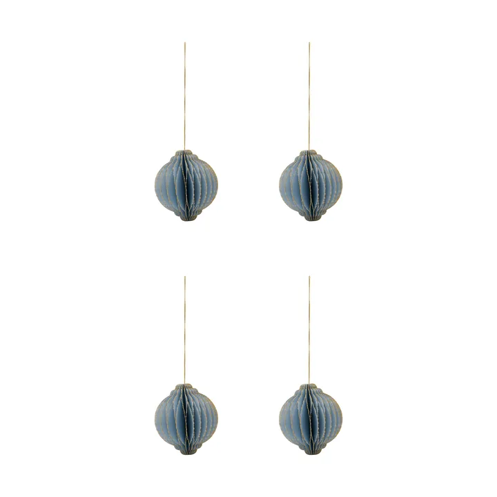 Adorno colgante navideño Alsta, pack de 4 - Azul claro, Ø8 cm - House Doctor