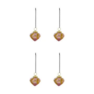 Adorno colgante navideño Amore, pack de 4 - Rosa - House Doctor