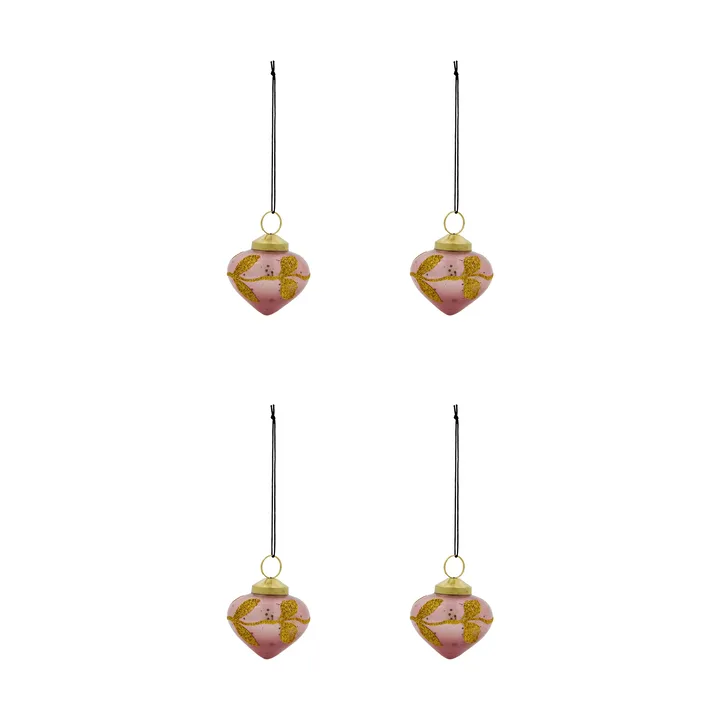 Adorno colgante navideño Amore, pack de 4 - Rosa - House Doctor