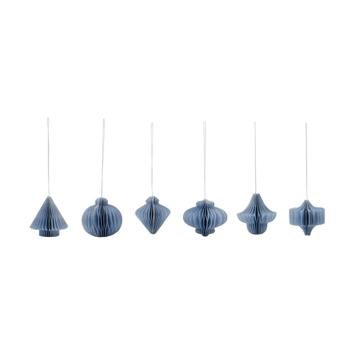Adorno colgante navideño Comb, 6 piezas - Azul claro - House Doctor