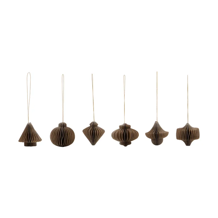 Adorno colgante navideño Comb, 6 piezas - Marrón claro - House Doctor