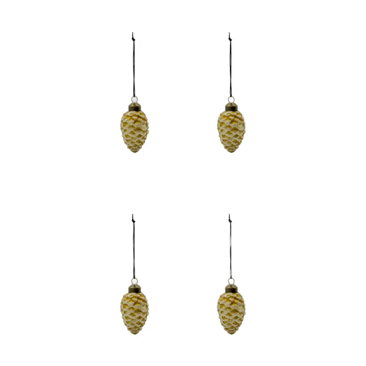 Adorno colgante navideño Cone, pack de 4 - Dorado - House Doctor