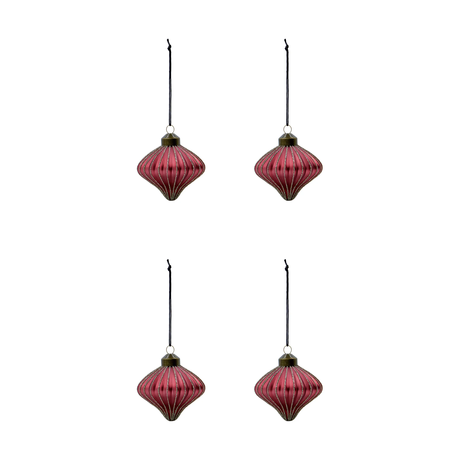 Adorno colgante navideño Spin, pack de 4, Rojo empolvado House Doctor
