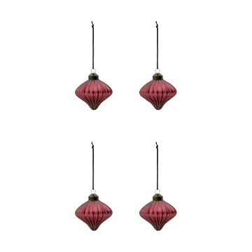 Adorno colgante navideño Spin, pack de 4 - Rojo empolvado - House Doctor