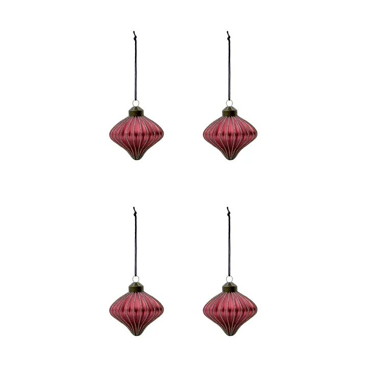 Adorno colgante navideño Spin, pack de 4 - Rojo empolvado - House Doctor