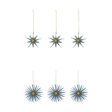 Adorno colgante navideño Stari, 6 piezas - Azul claro - House Doctor