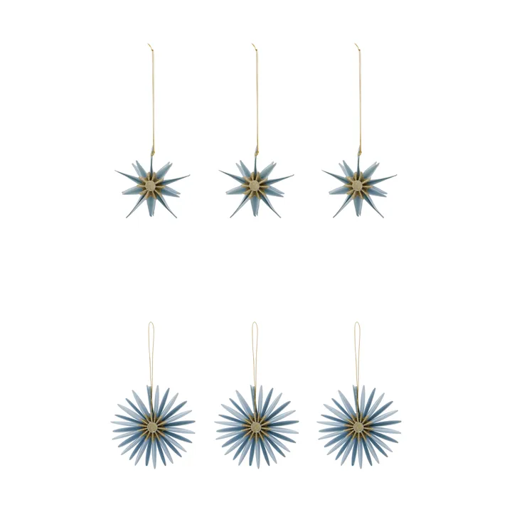 Adorno colgante navideño Stari, 6 piezas - Azul claro - House Doctor