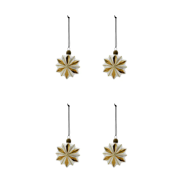 Adorno colgante navideño Stella, pack de 4 - Blanco - House Doctor
