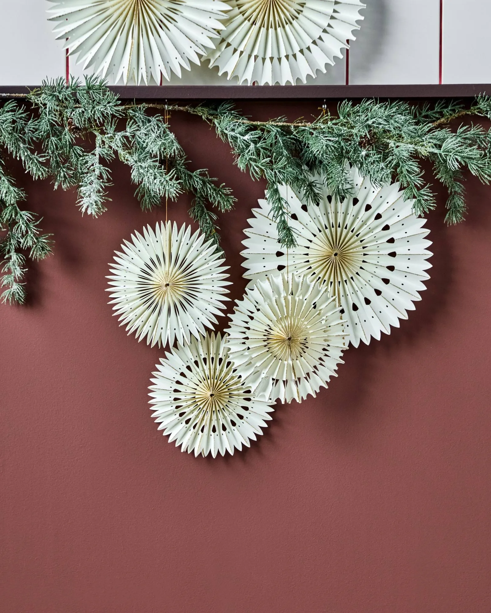 Adorno colgante navideño Stelle, 3 piezas, Off-White, Ø20 cm House Doctor