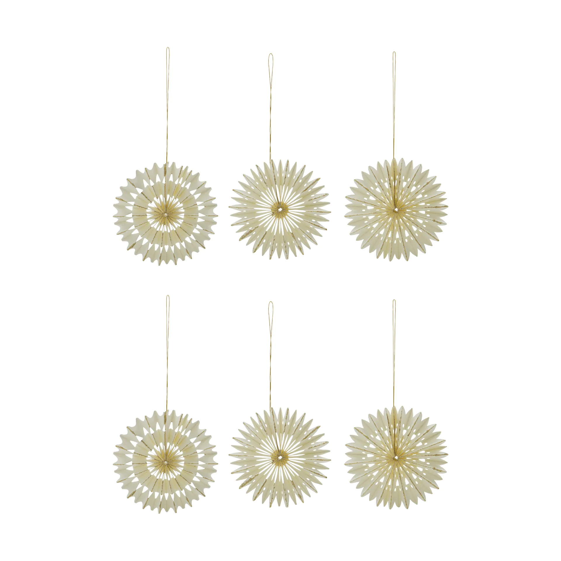 Adorno colgante navideño Stelle, 6 piezas, Off-White, Ø10,5 cm House Doctor