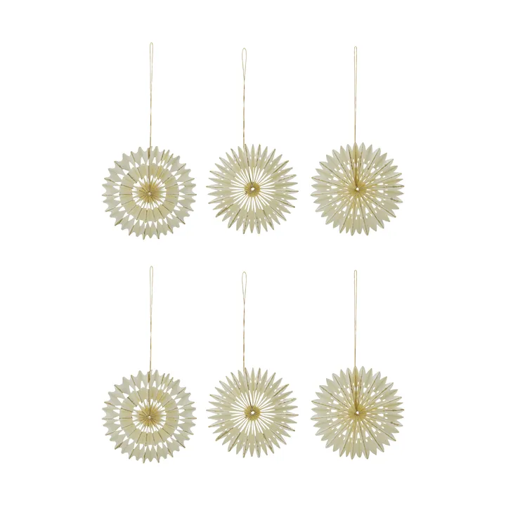 Adorno colgante navideño Stelle, 6 piezas - Off-White, Ø10,5 cm - House Doctor