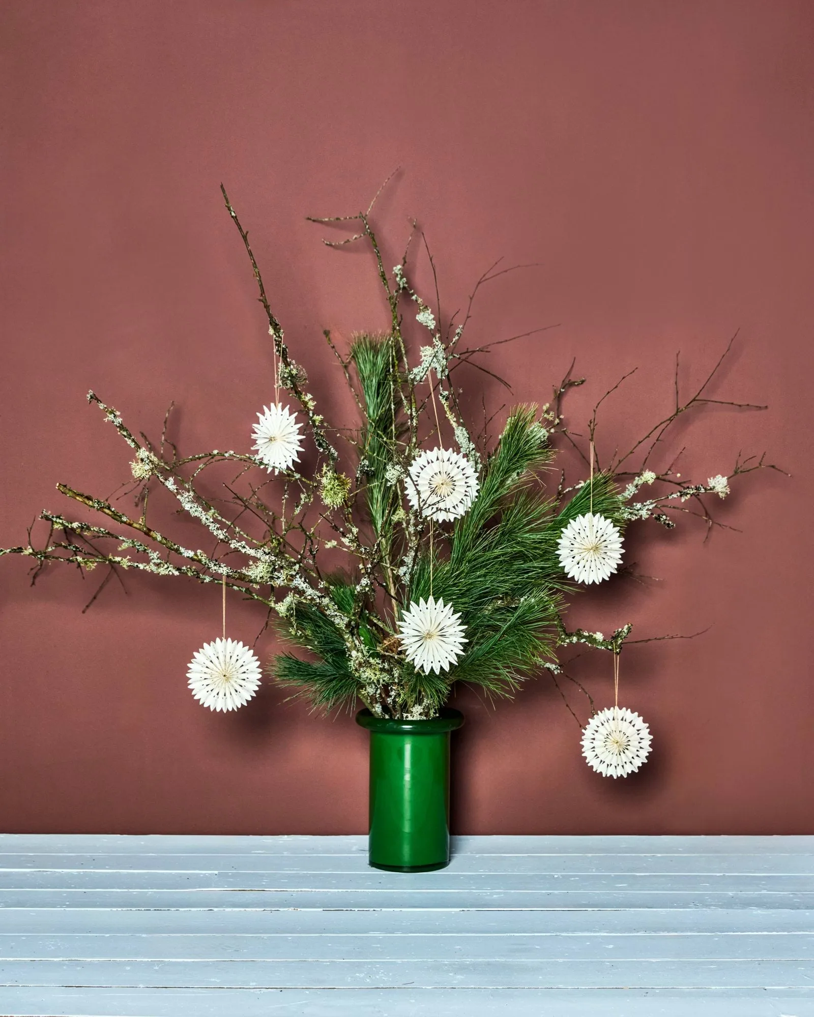 Adorno colgante navideño Stelle, 6 piezas, Off-White, Ø10,5 cm House Doctor