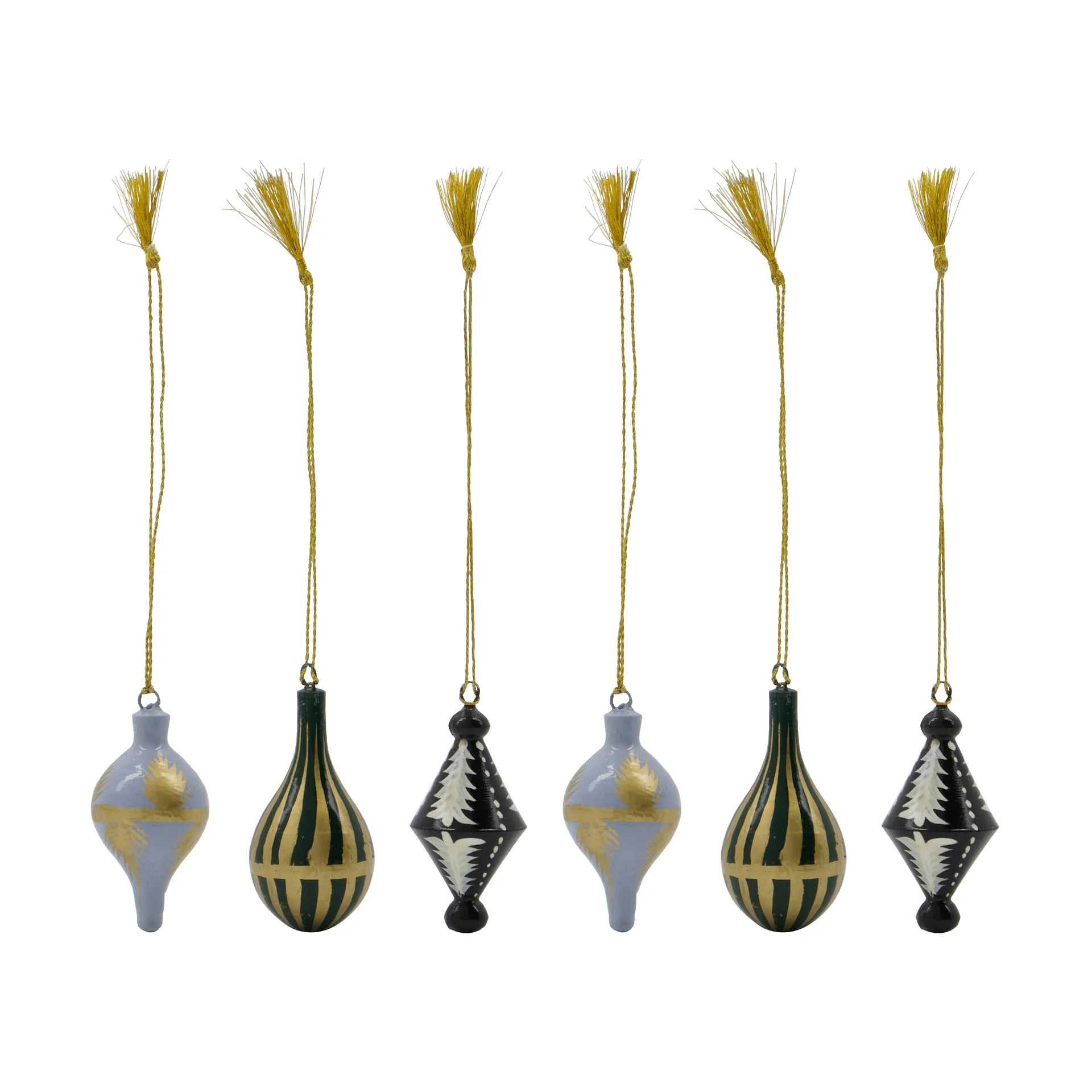 Adorno colgante navideño Stero, 6 piezas, Negro, blanco, dorado, azul, verde House Doctor