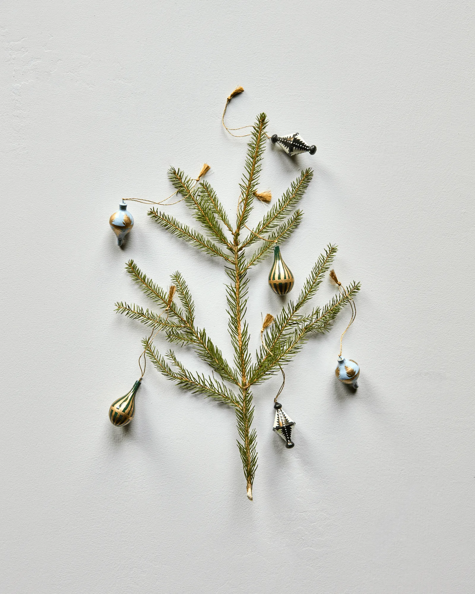Adorno colgante navideño Stero, 6 piezas, Negro, blanco, dorado, azul, verde House Doctor