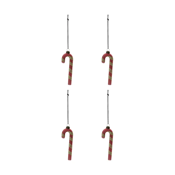 Adorno colgante navideño Stick, pack de 4 - Rojo empolvado - House Doctor