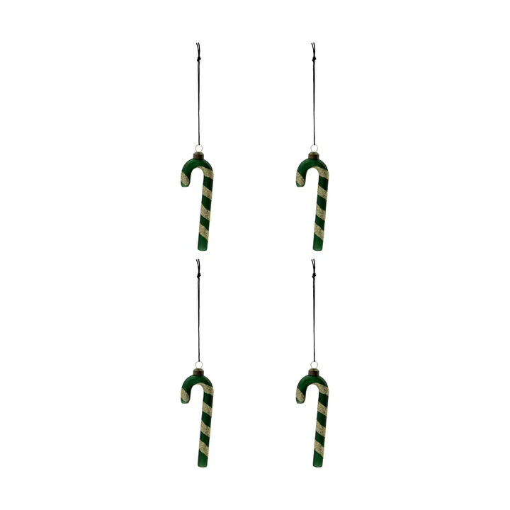 Adorno colgante navideño Stick, pack de 4 - Verde - House Doctor