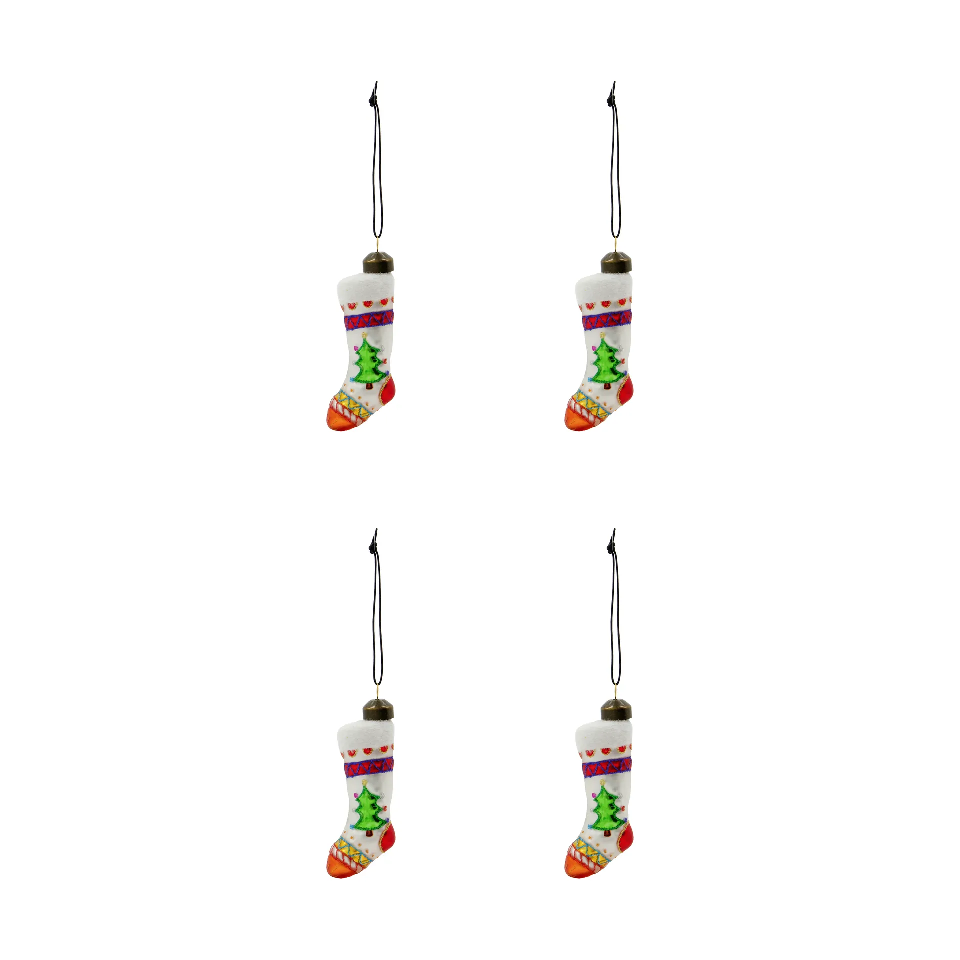 Adorno colgante navideño Stok julstrumpa, pack de 4, Rojo, blanco House Doctor
