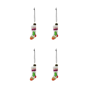 Adorno colgante navideño Stok julstrumpa, pack de 4 - Rojo, blanco - House Doctor