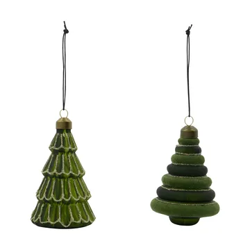 Adorno colgante navideño Tree, 2 piezas - Verde - House Doctor