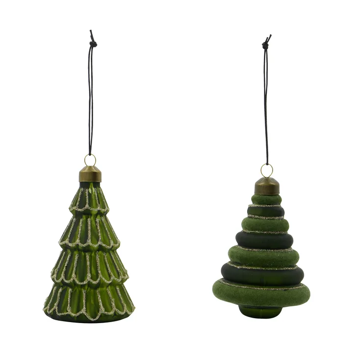 Adorno colgante navideño Tree, 2 piezas - Verde - House Doctor