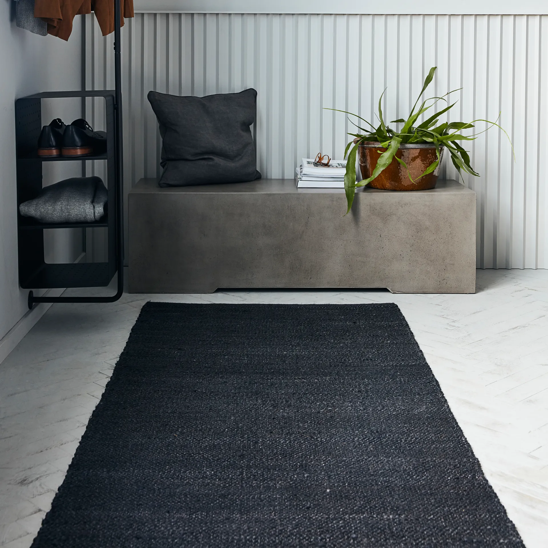 Alfombra Hempi 90 x 300 cm, Negro House Doctor