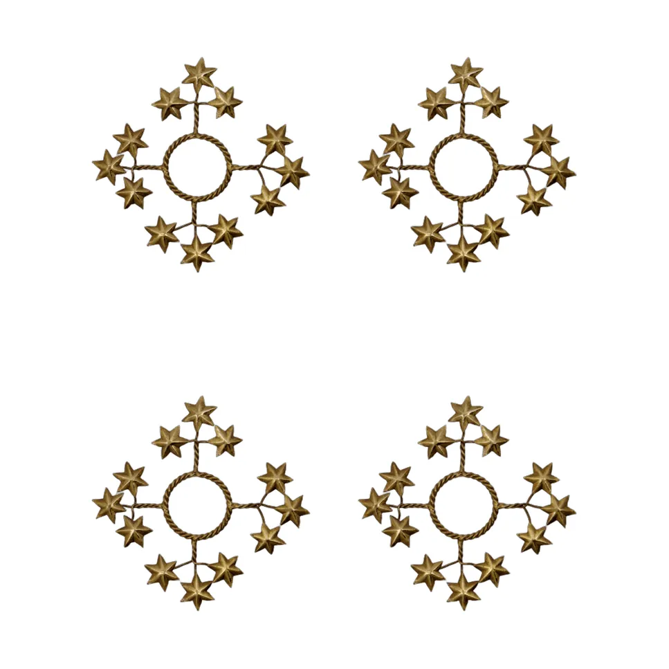 Anillo para vela Star, pack de 4, Dorado House Doctor