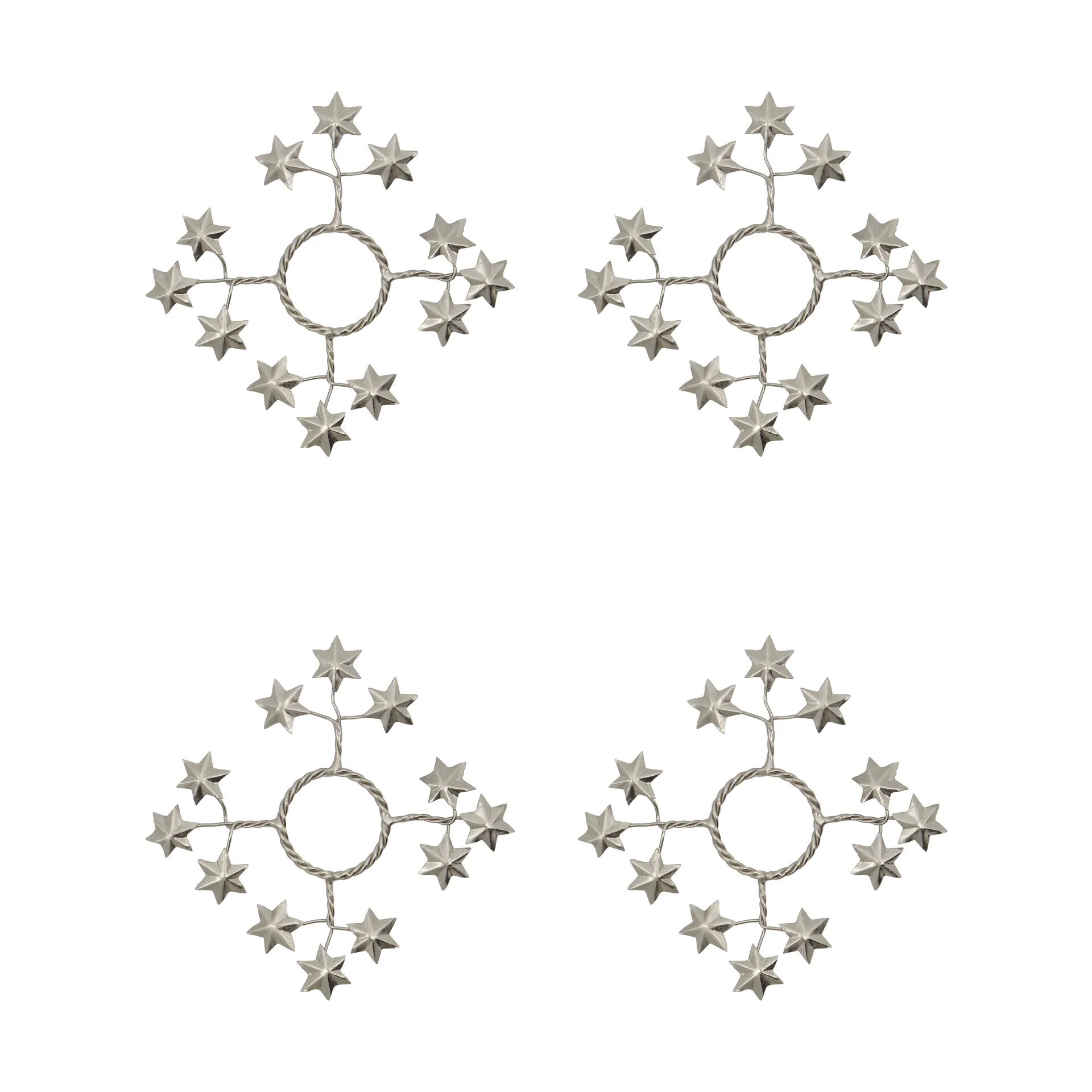 Anillo para vela Star, pack de 4, Plata House Doctor
