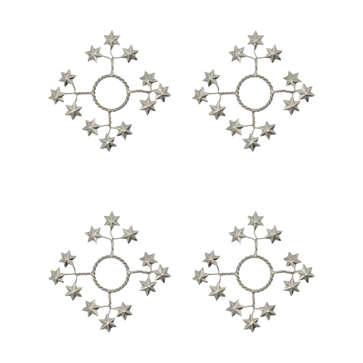 Anillo para vela Star, pack de 4 - Plata - House Doctor