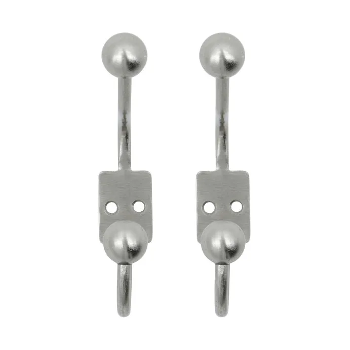 Ball percha 2-pack - Acabado plateado, Ø7x13 cm - House Doctor