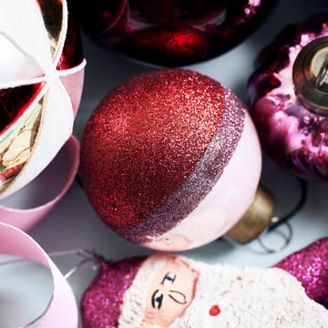 Bola de árbol de navidad Stripe Ø5 cm - Rosa-rojo - House Doctor