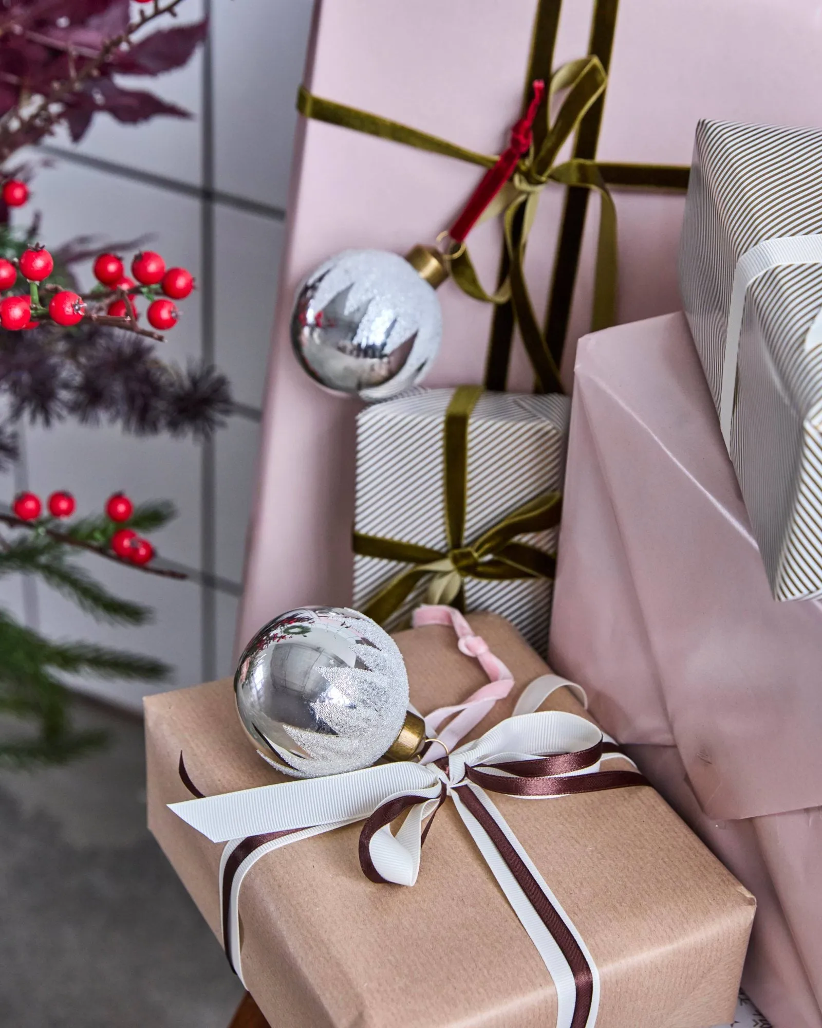 Bola de navidad Bano, pack de 4, Plata House Doctor