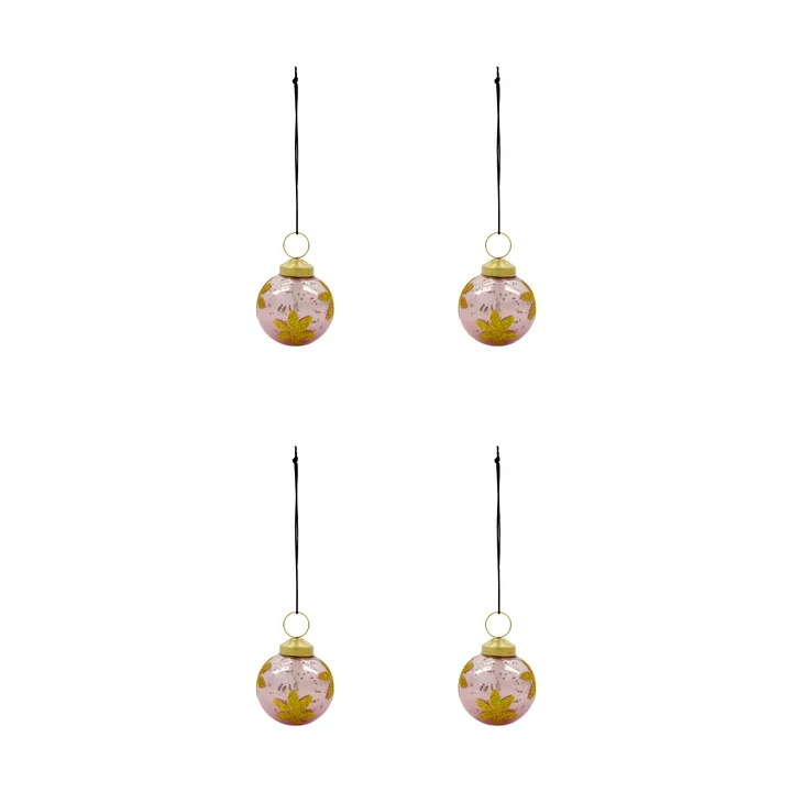 Bola de navidad Fiore, pack de 4 - Rosa - House Doctor