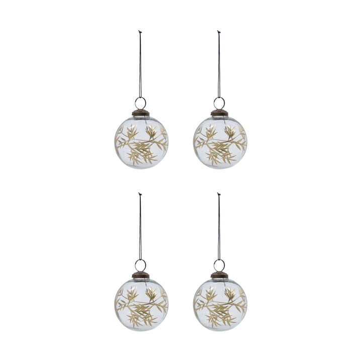 Bola de Navidad Leaf Ø7,5 cm set de 4 - Claro-oro - House Doctor