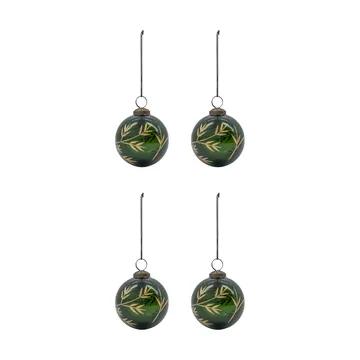 Bola de Navidad Leaf Ø7,5 cm set de 4 - Verde-dorado - House Doctor