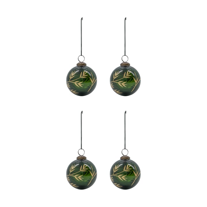 Bola de Navidad Leaf Ø7,5 cm set de 4 - Verde-dorado - House Doctor