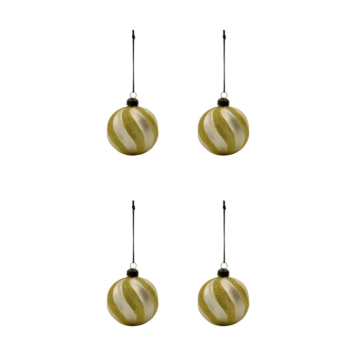 Bola de Navidad Swirl, pack de 4 - Champán dorado - House Doctor