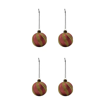 Bola de Navidad Swirl, pack de 4 - Rojo polvo-dorado - House Doctor
