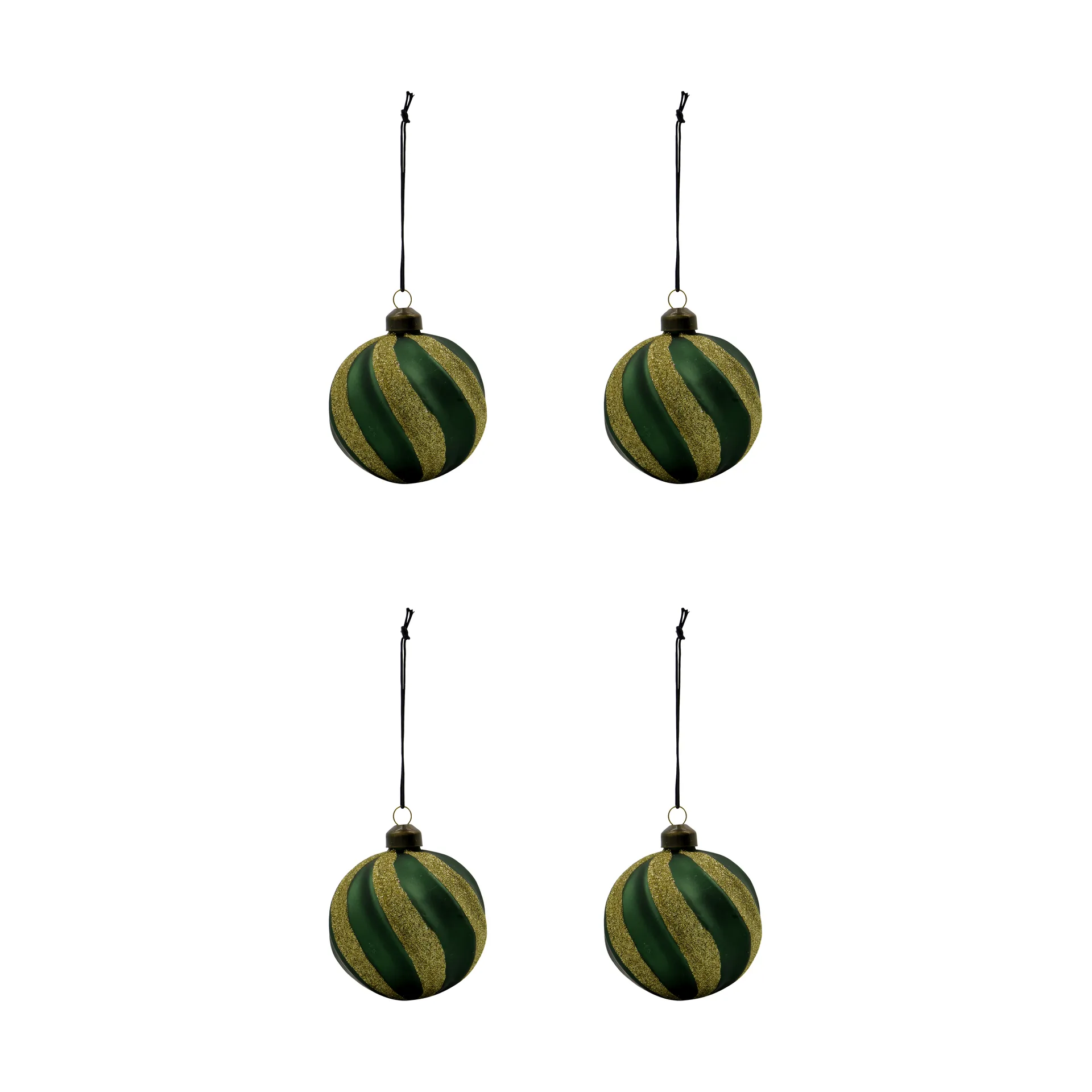 Bola de Navidad Swirl, pack de 4, Verde-dorado House Doctor