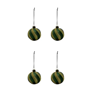 Bola de Navidad Swirl, pack de 4 - Verde-dorado - House Doctor