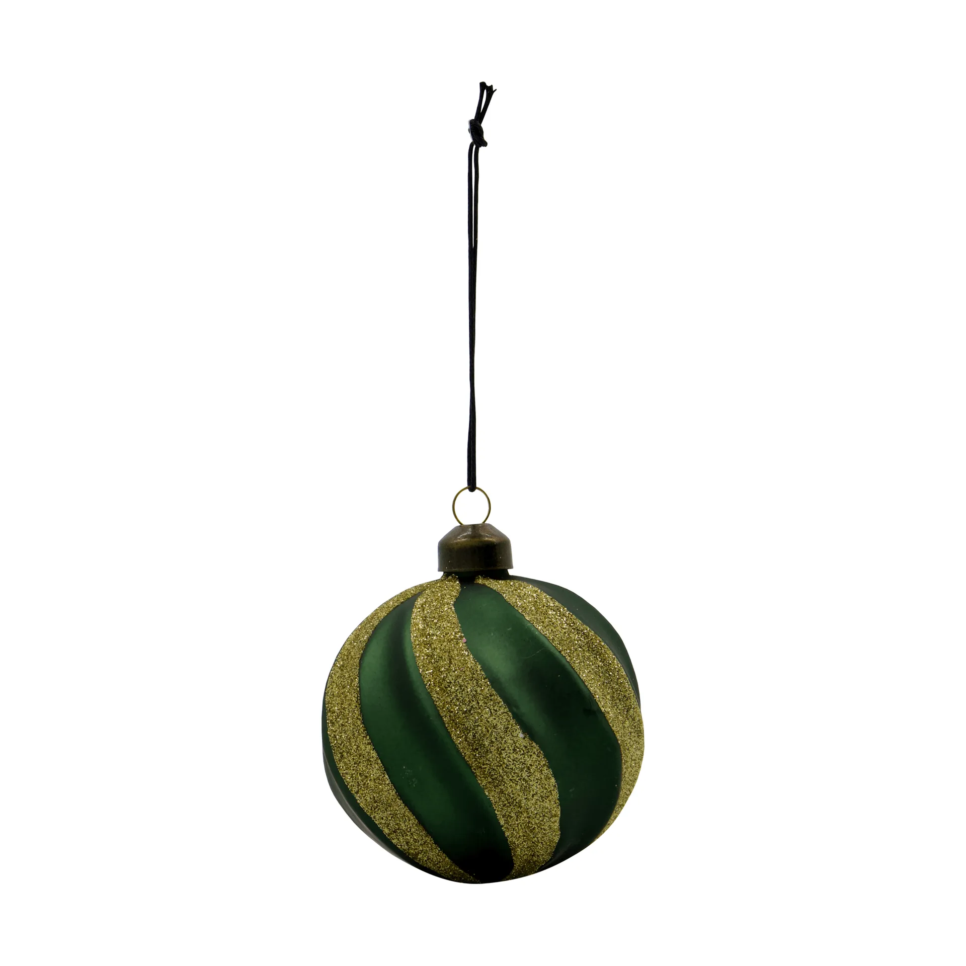 Bola de Navidad Swirl, pack de 4, Verde-dorado House Doctor