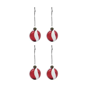 Bola de Navidad Twister Ø6 cm set de 4 - Blanco-rojo - House Doctor