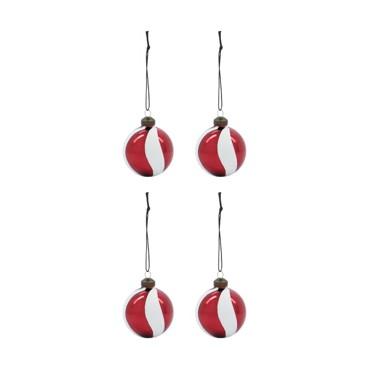 Bola de Navidad Twister Ø6 cm set de 4 - Blanco-rojo - House Doctor