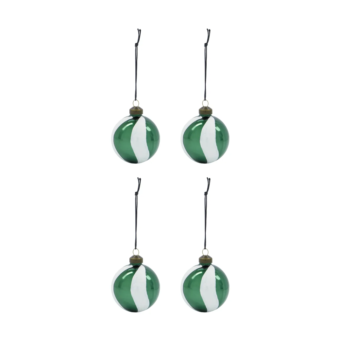 Bola de Navidad Twister Ø6 cm set de 4, Verde-blanco House Doctor