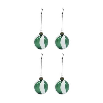 Bola de Navidad Twister Ø6 cm set de 4 - Verde-blanco - House Doctor