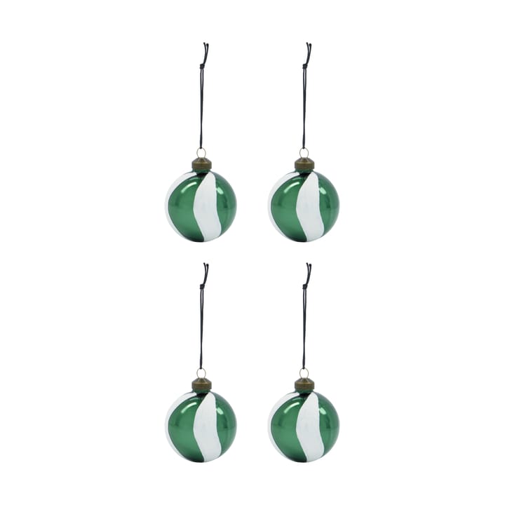 Bola de Navidad Twister Ø6 cm set de 4 - Verde-blanco - House Doctor