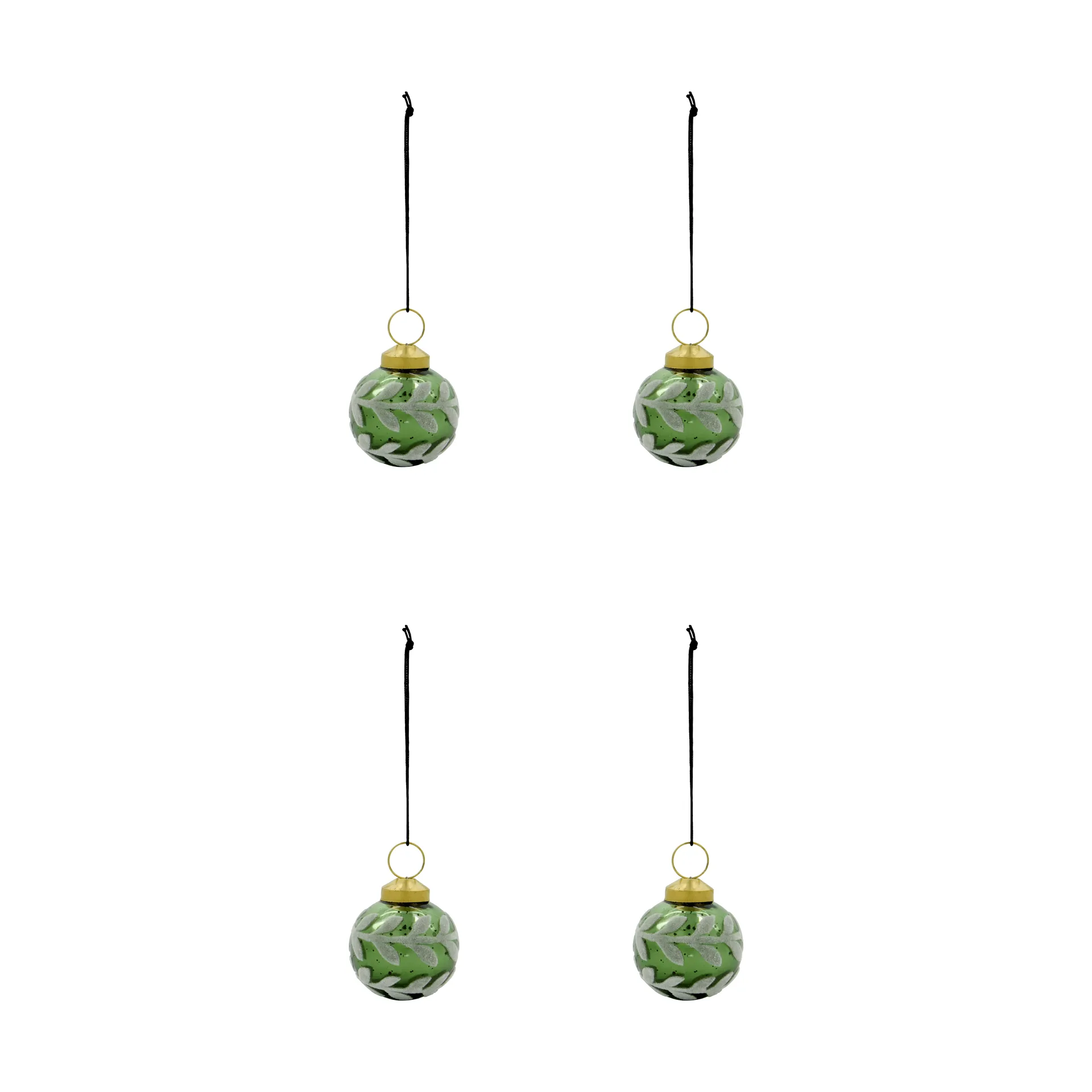 Bola de navidad Vellu, pack de 4, Verde House Doctor