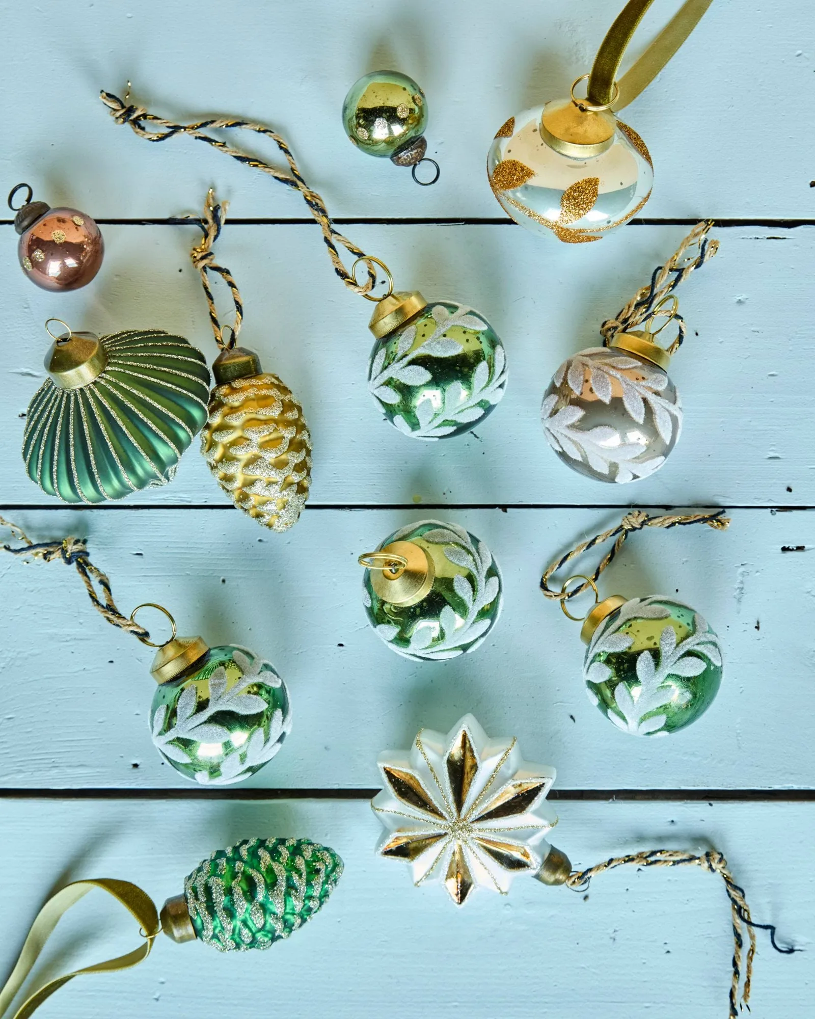 Bola de navidad Vellu, pack de 4, Verde House Doctor