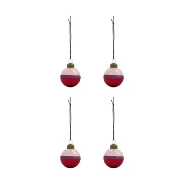 Bolas de Navidad Stripe Ø5 cm, 4-pack - Rosa-rojo - House Doctor